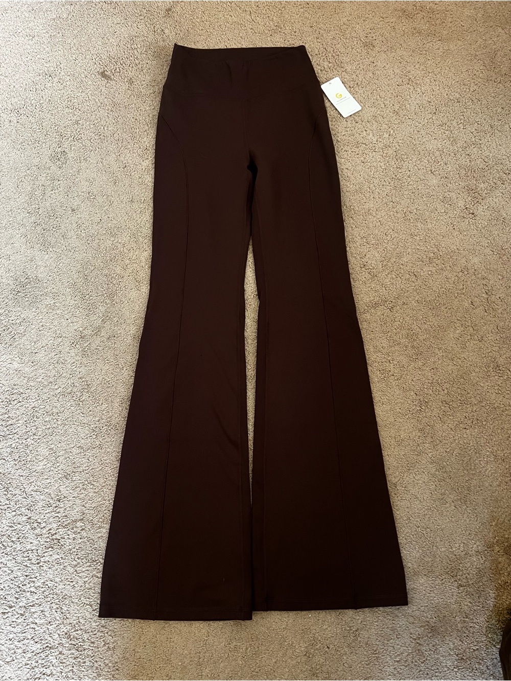 Glow mode High-Waist Flare Yoga Pants in Dark Brown. New with tags.